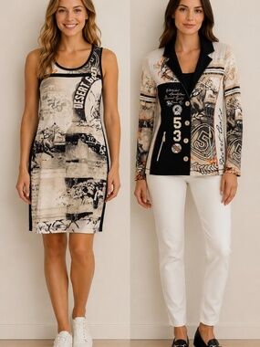 Sportalm dress/jacket 10-12 spellout horses logos crests preppy old money luxury